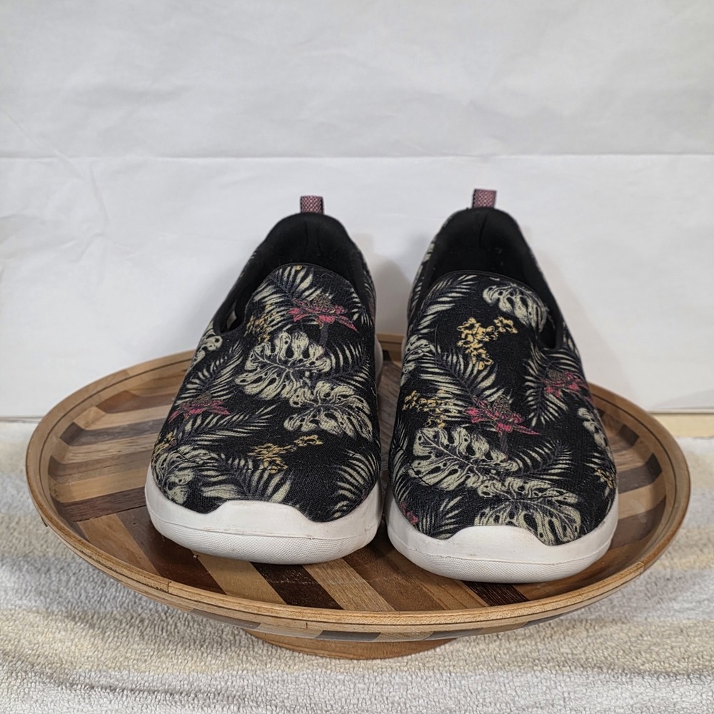 Skechers GoWalk Air Cooled Goga Mat Slip On Shoes Womens Size 8 Black Floral - Picture 6 of 15